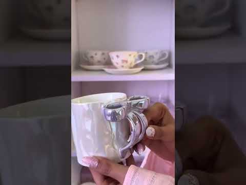 Bow Coffee Cup Charming Ribbon Mugs Microwave Safe with Ribbon Handle 1Pcs