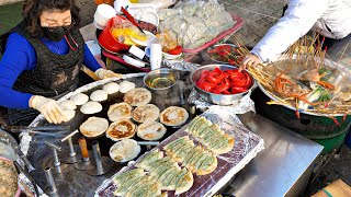 Grandmother baking sweet pancakes on the street for 40 years - korean street food