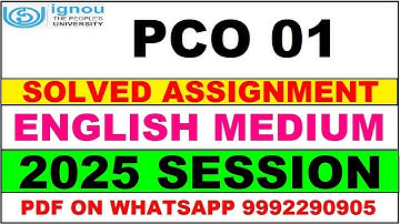 PCO 01 solved assignment 2025 in English || PCO 01 solved assignment 2025 || ignou PCO01 2025