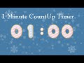 1 Minute CountUp Timer (Snow falling Christmas) 1分カウンアップタイマー 1920x1080