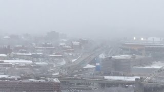 Pittsburgh, Pennsylvania 3-10-17 snow, 7:30-8:30 am EST. 30° time-lapse.
