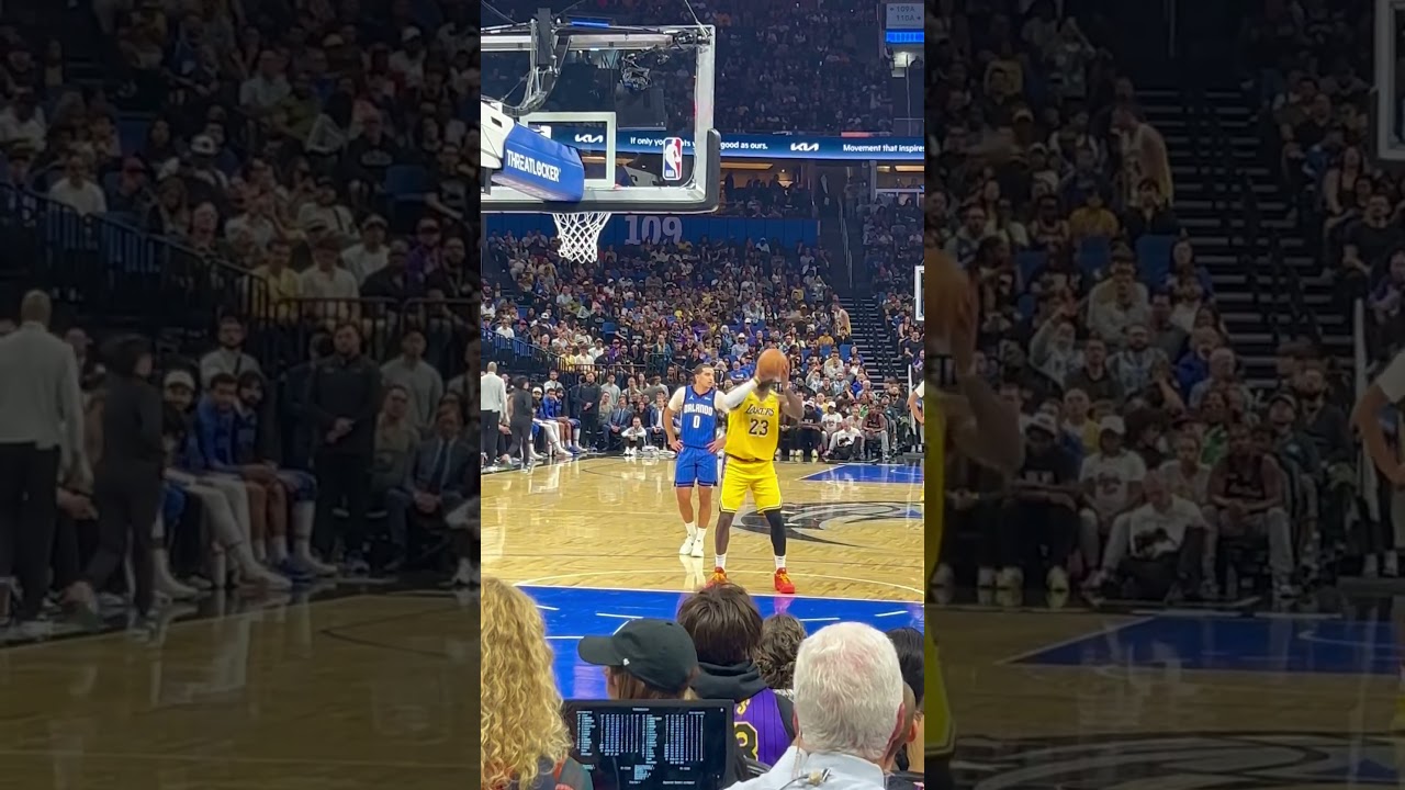 LeBron James shooting free throw vs Magic
