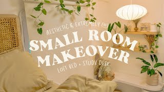 aesthetic and extremely (!!!) small room makeover 🍃 • a 4sqm bedroom with loft bed + desk decor screenshot 5