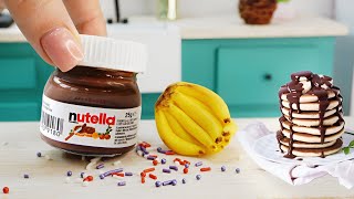 Yummy Miniatur Bananas Pancakes with Nutella 🍌| Mini Food Recipe in My Mini Kitchen