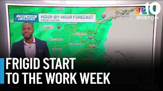 Arctic air settles over New England to start the work week