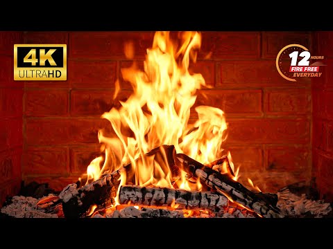 🔥 Cozy Fireplace 4K (12 HOURS). Fireplace with Crackling Fire Sounds. Fireplace Burning Ambience