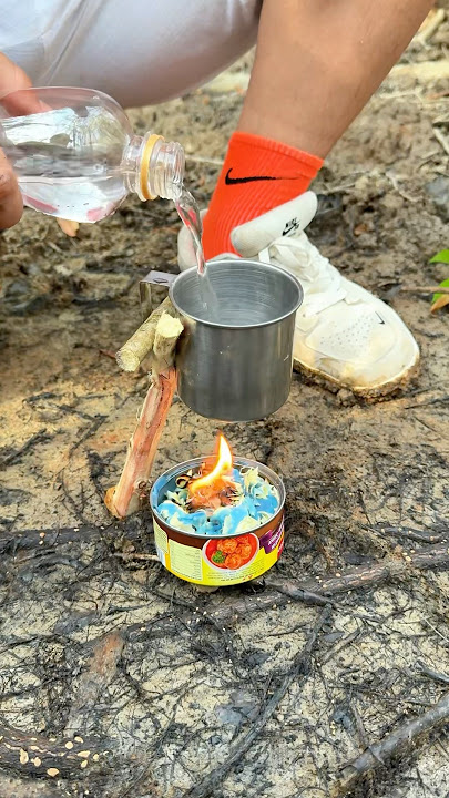 Survival skills: I made a mini stove from random stuff 🔥 #camping #bushcraft #outdoors #survival