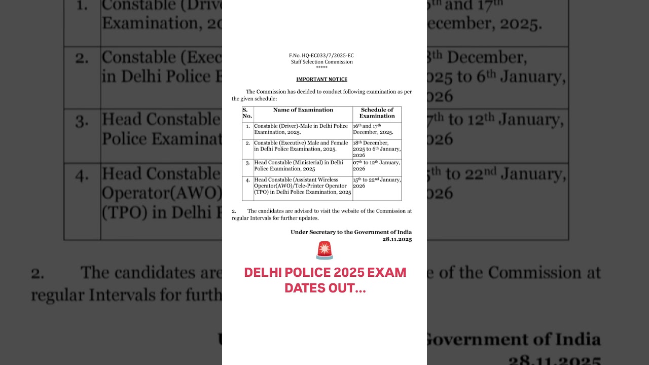 DP CONSTABLE | DRIVER | AWO/TPO 2025 | EXAM DATES OUT... 