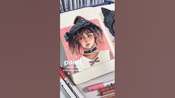 Acrylic marker painting, pink witch 🌸🐦‍⬛ #art #markers #artsupplies #artprocess #sketchbook