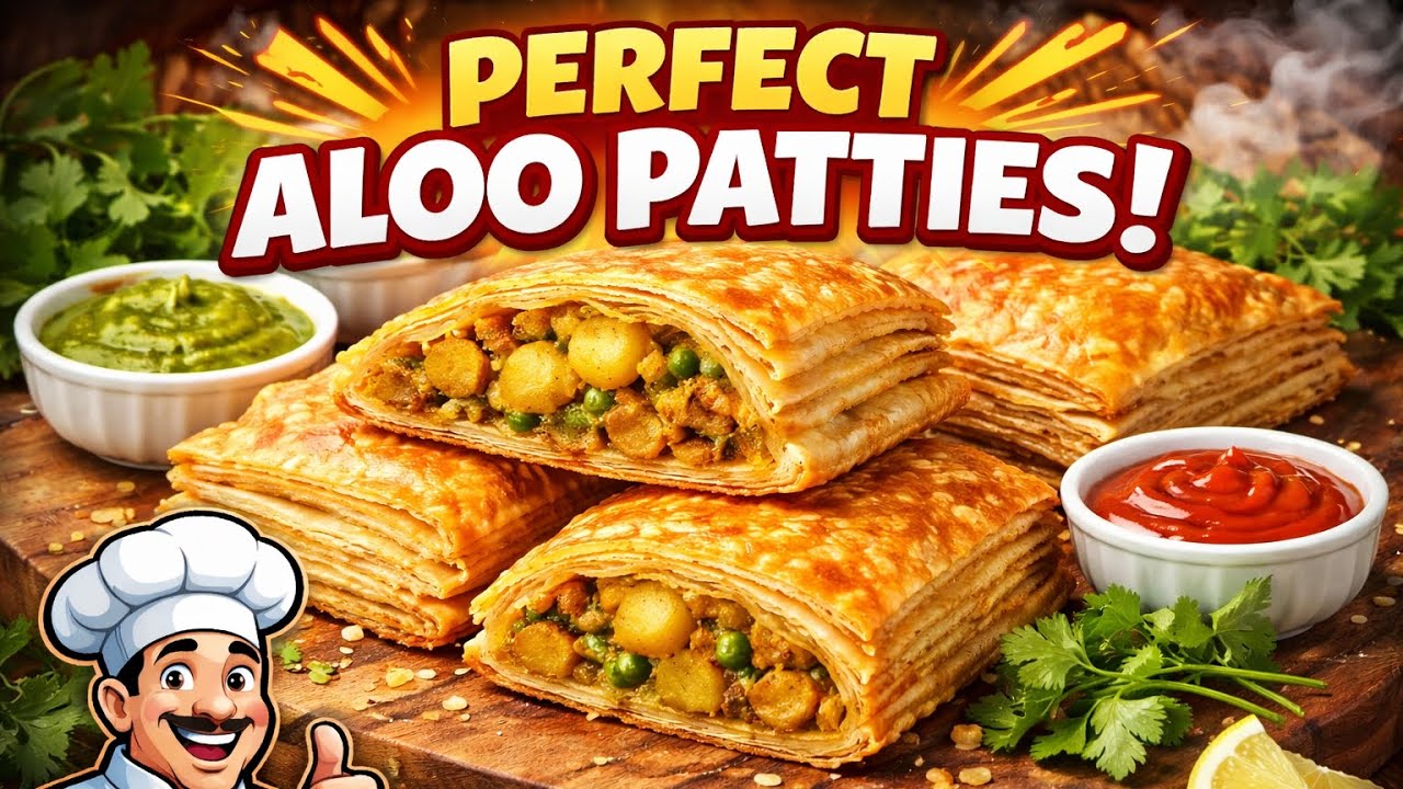Crispy Layered Aloo Patties | Street Style Flaky Potato Patties Recipe