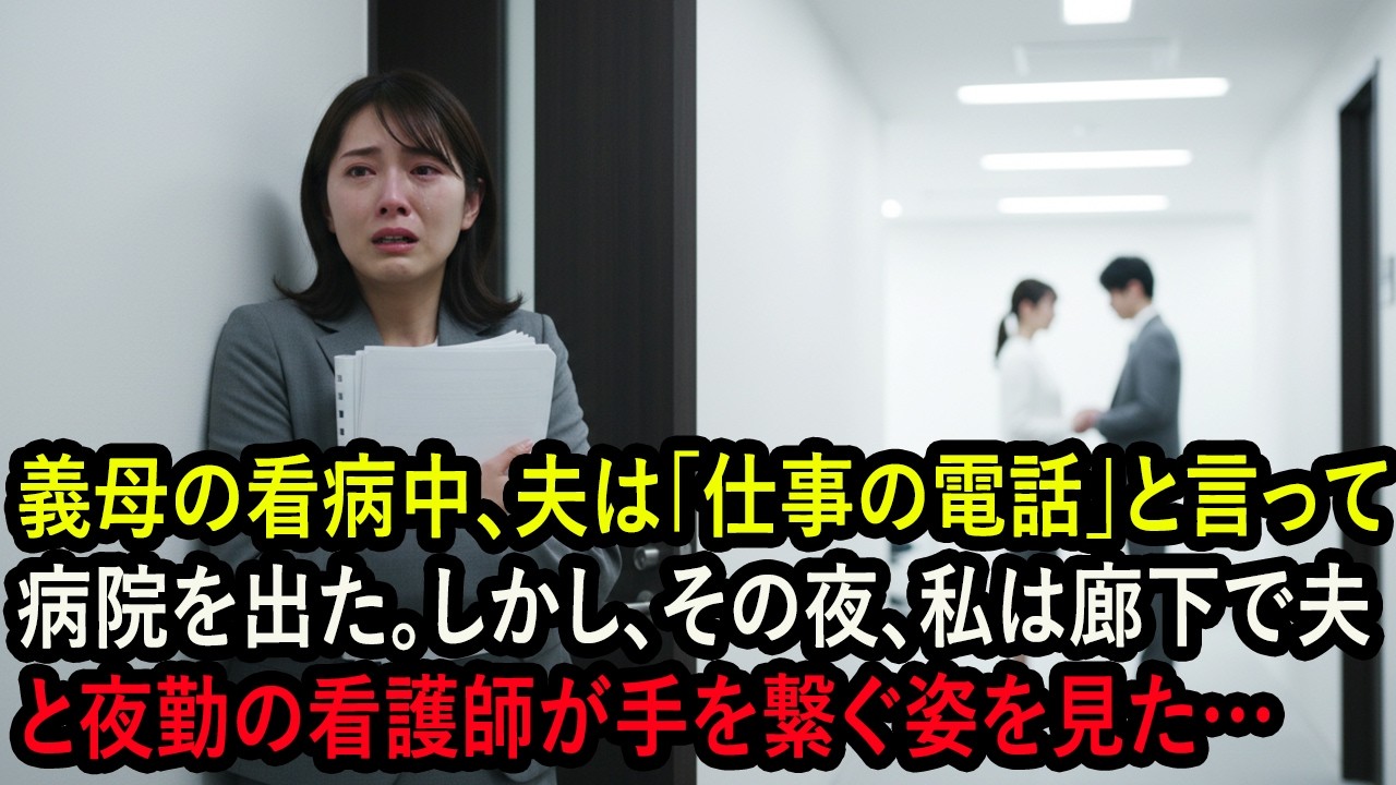 義母の看病中、夫は「仕事の電話」と言って病院を出た。しかし、その夜、私は廊下で夫と夜勤の看護師が手を繋ぐ姿を見た…