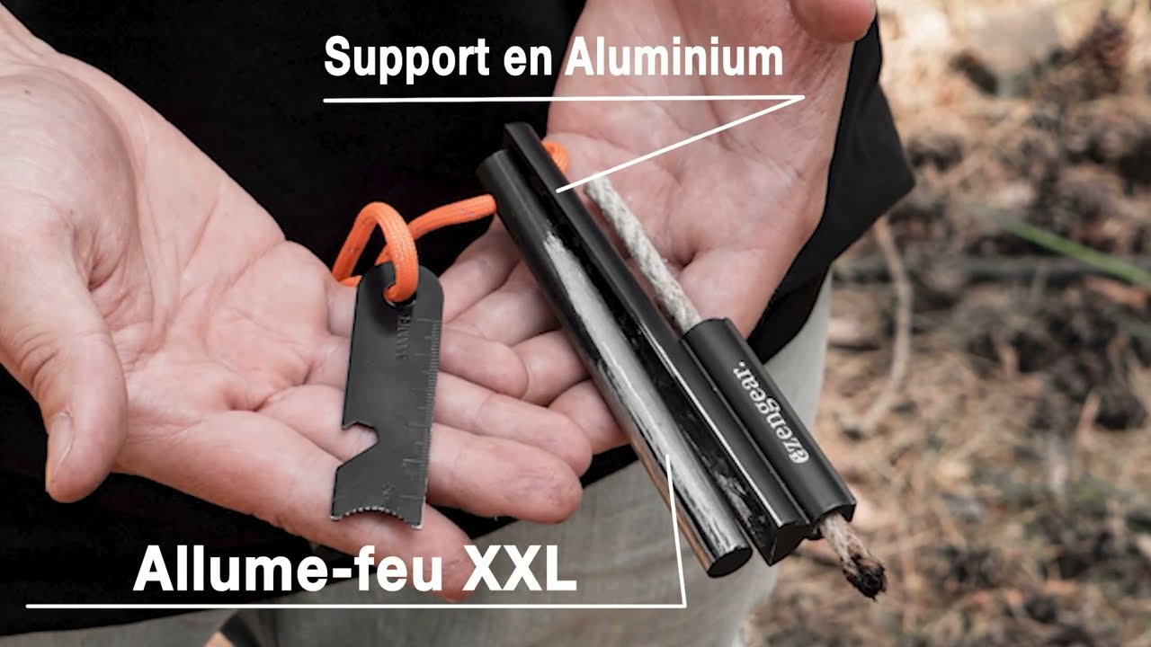 aZengear Pierre a Feu de Survie, XXL Ferro Rod, Kit Allume Feu Magnésium  avec Firesteel, Paracord 