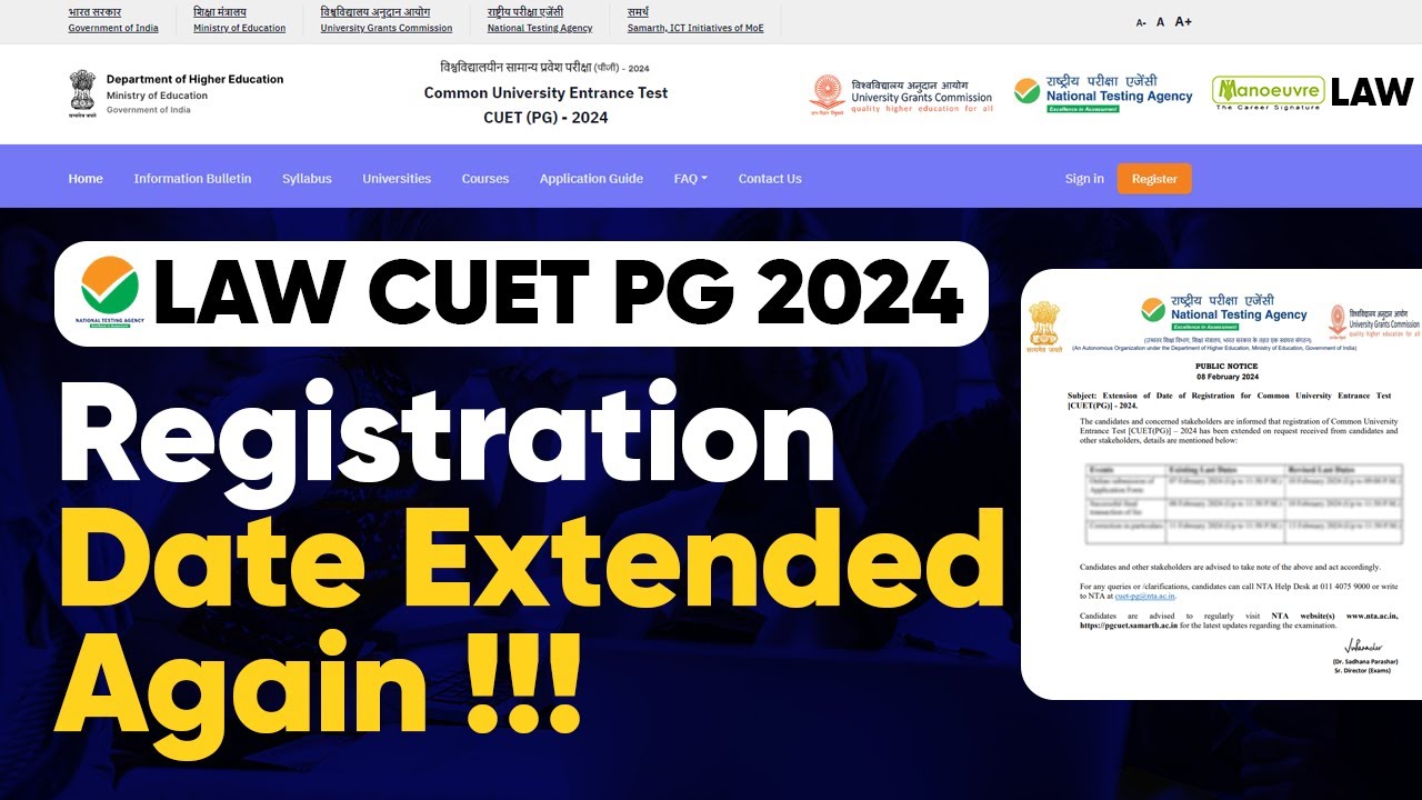 LAW CUET PG 2024 - Registration Date Extended Again ! | Latest Update ...
