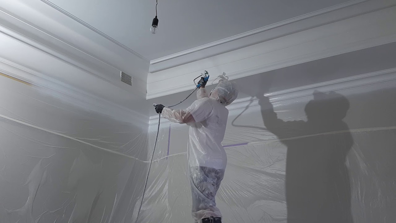 Механизированная покраска потолка и гипсовой лепнины. Технология ...