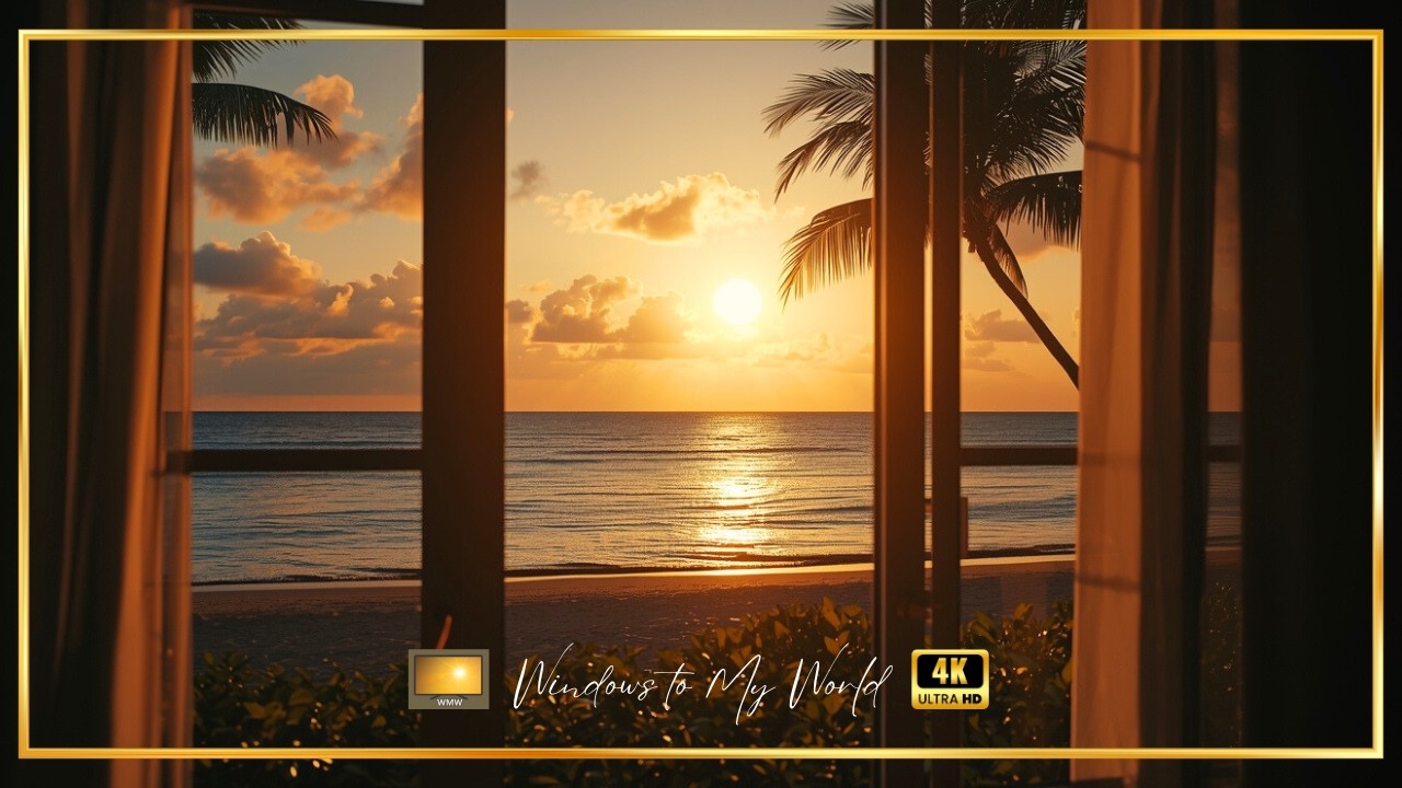 Tropical Paradise Window View in 4K | Calm Beach Escape