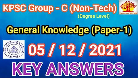 KPSC group C non technical  general knowledge paper-1 key Answers 2021