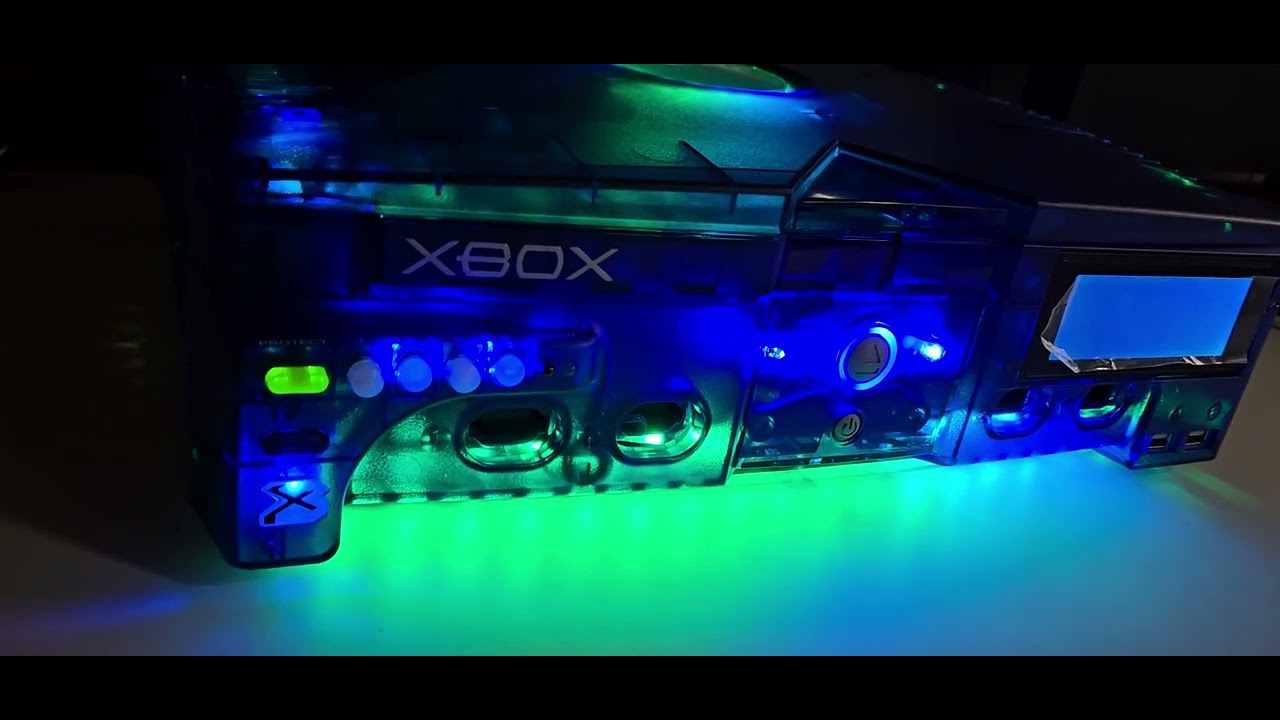XBOX Original Rare Blue TX X3CP Metal Top Shield On Led Demo #3