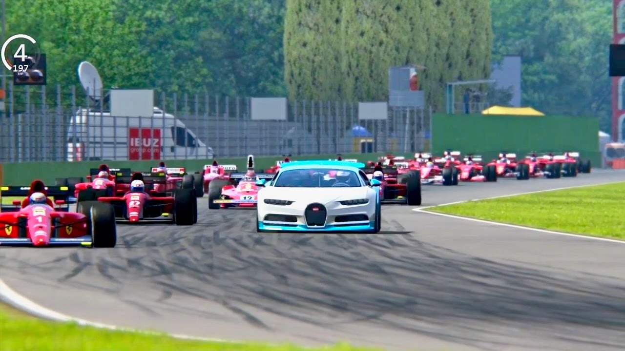 Battle Bugatti Chiron vs All Ferrari F1 - Imola