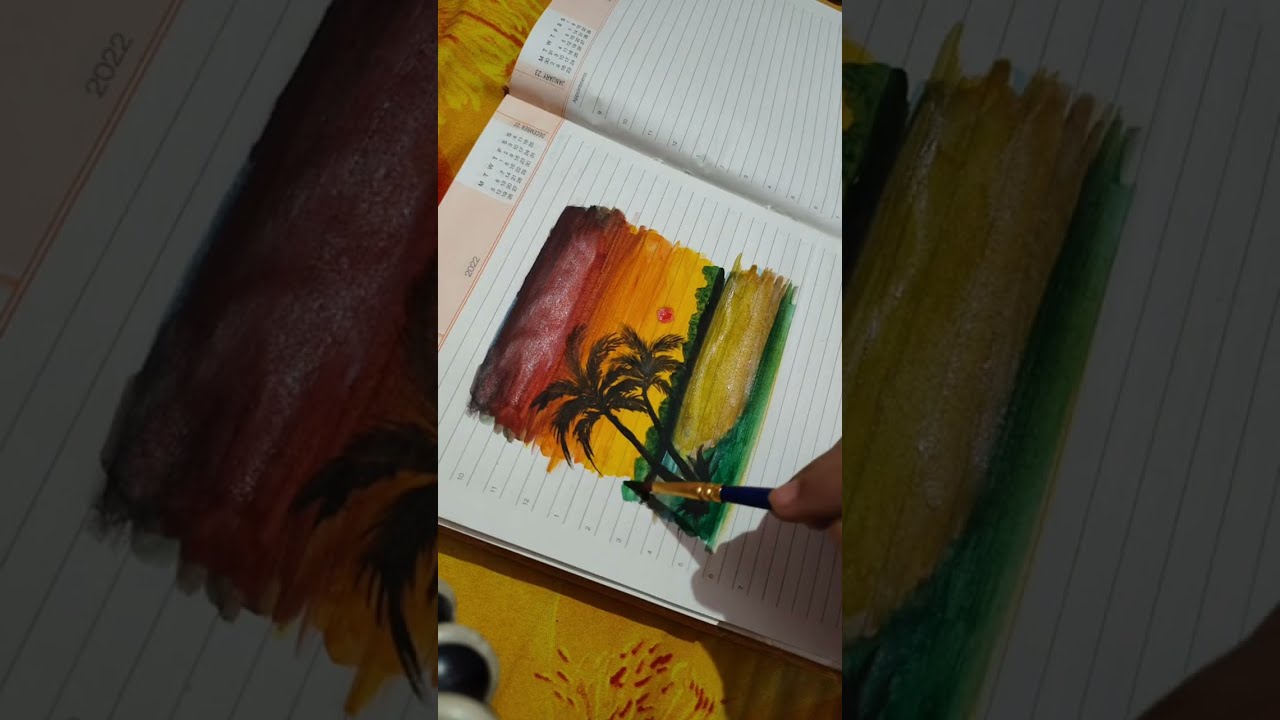 Easy Sunset 🌇🌇 and moon 🌚 🌚 light painting tutorial with Doms water colours 🫣🫣 || Artscreen15