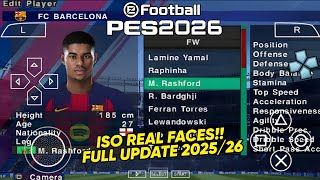 eFootball PES 2026 PPSSPP ISO No Textures & No Save Data New Kits 2025/26 Real Faces & Transfers