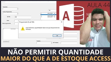 SISTEMA P/ LOJAS COM ACCESS, NÃO PERMITIR QNTE MAIOR DO QUE O ESTOQUE AO CARRINHO LISTBOX ACCESS VBA
