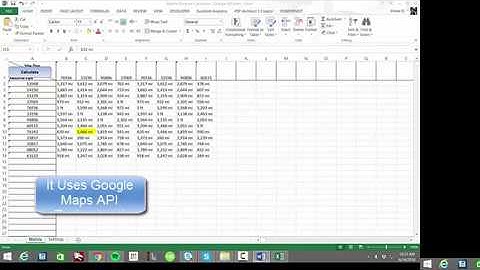 Calculate Distances between Addresses In matrix format Excel