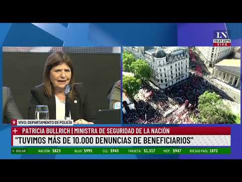 Conferencia de prensa de Patricia Bullrich tras el debut del protocolo antipiquete