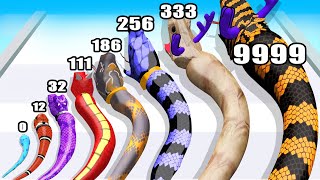 Growing a Snake 🐍 to MAX LEVEL Size! - SNAKE EVOLUTION RUN 3D (ASMR Gameplay)