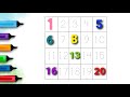 تعلم الأرقام من 1 الى 20 تعليم الأرقام للأطفال الأرقام بالعربية كتابة الأرقام أرقام ملونة Numbers 
