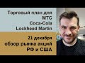 Торговый план для МТС, Coca-Cola, Lockheed Martin/ Обзор рынка акций РФ и США