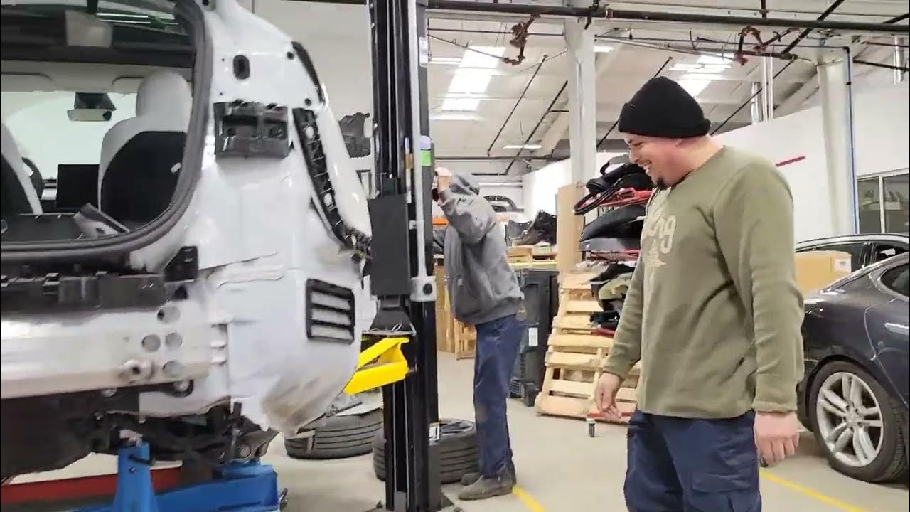 Tesla Model Y right B pillar damage YouTube