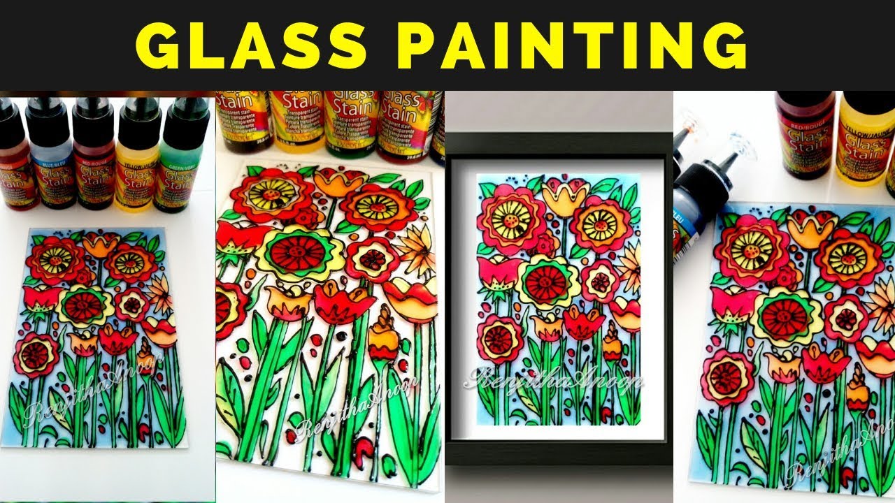 Easy Glass Painting for Beginners - Kids Painting - DecoArt Glass Stain -  DIY 