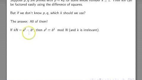 factoring by perfect squares mod N