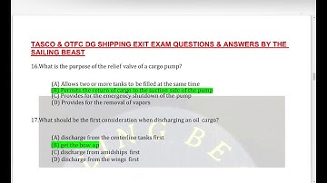 TASCO & OTFC DG SHIPPING EXIT EXAM QUESTIONS & ANSWERS BY THE SAILING BEAST