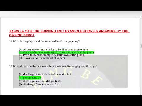 TASCO & OTFC DG SHIPPING EXIT EXAM QUESTIONS & ANSWERS BY THE SAILING BEAST