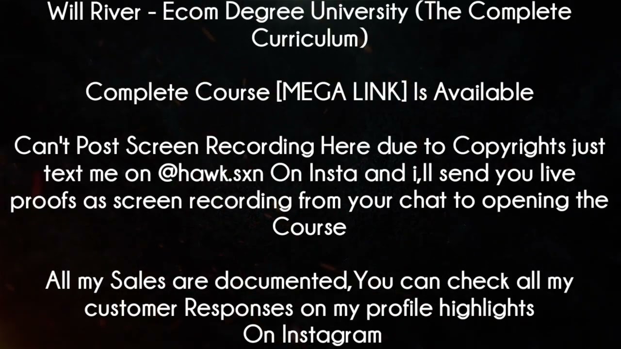 Will River Course - Ecom Degree University (The Complete Curriculum) download