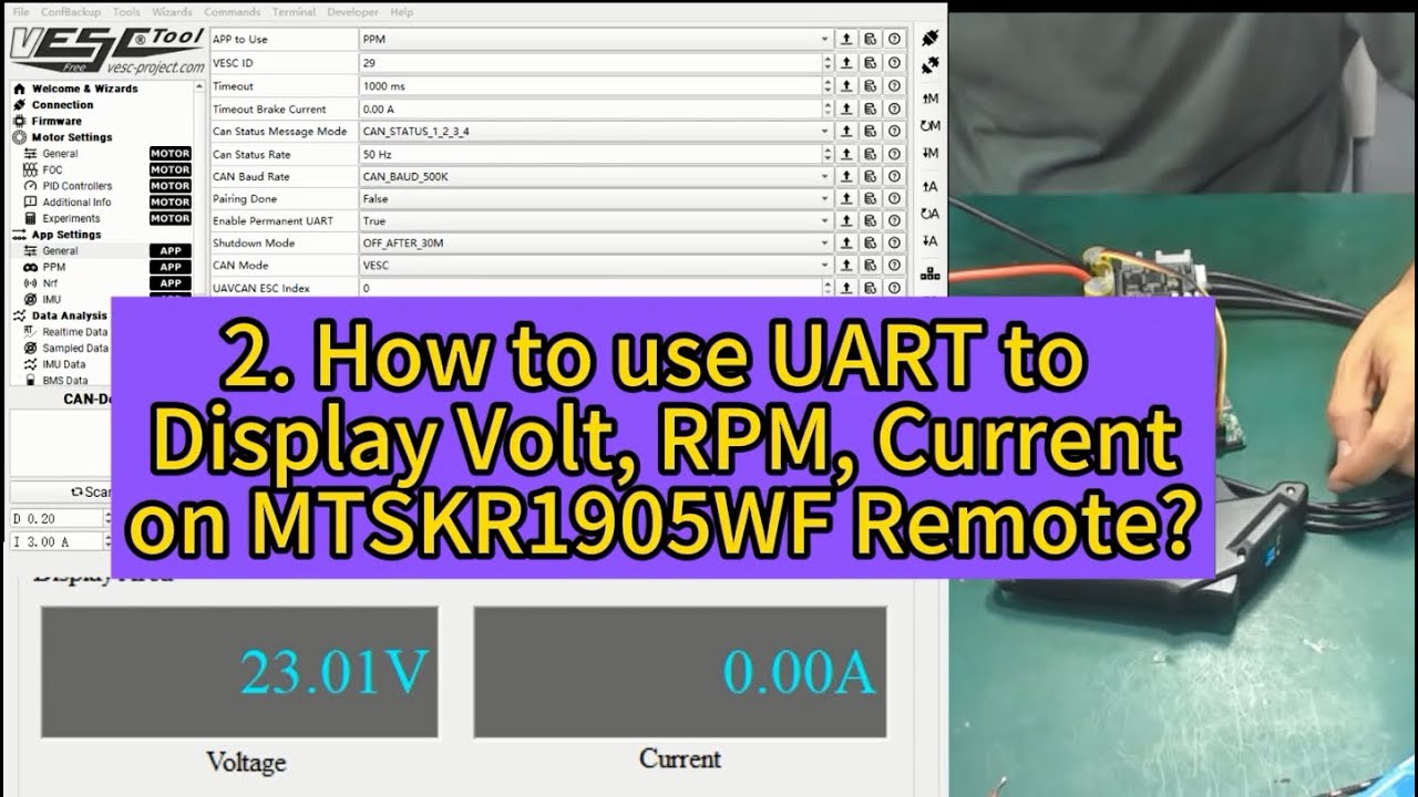 How to Display Volt, Current, Temp, RPM on Maytech MTSKR1905WF remote with UART?