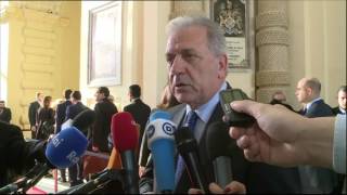 Doorstep by Commissionner Avramopoulos at the JHA Council, Malta 26/1/2016