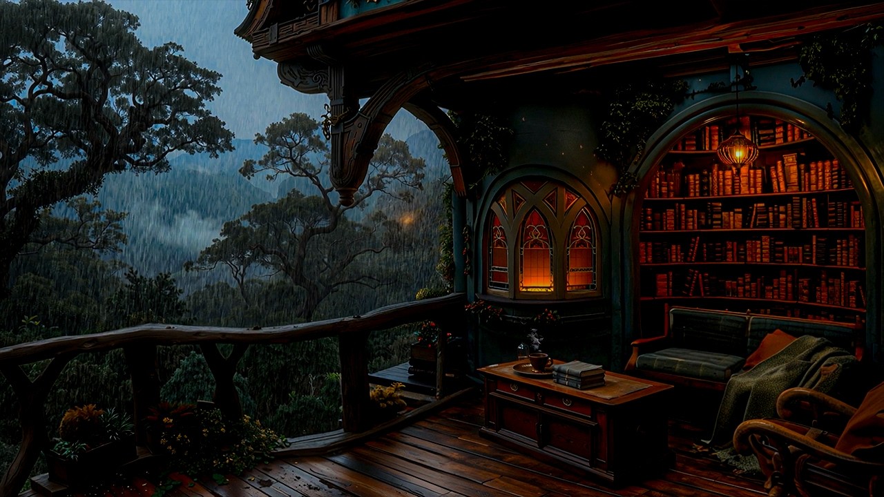 Alone in a Mountain Library During a Thunderstorm | Dark Academia Music for Reflective Evenings