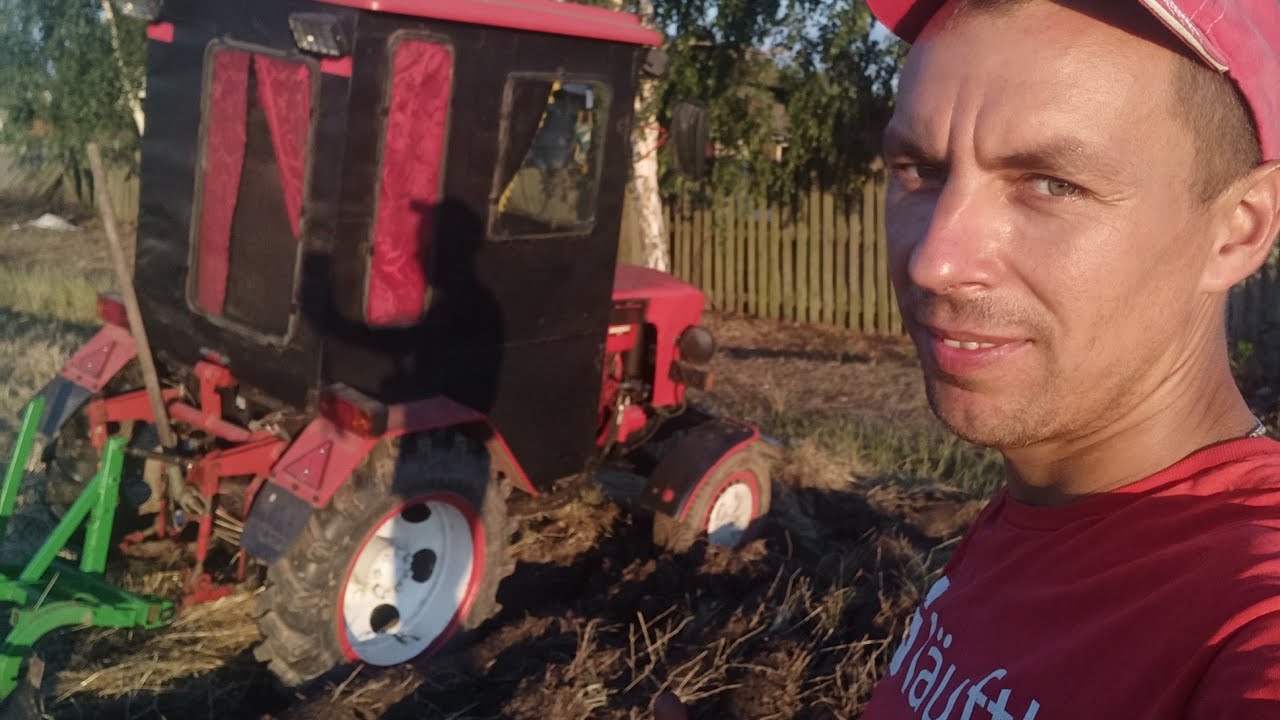 Пробная вспашка Залежной Земли на Самодельном тракторе Самодельным плугом!