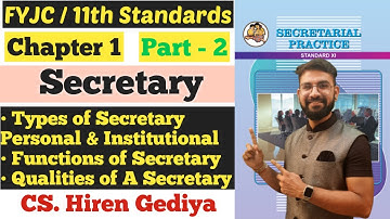 SP | Chapter 1 | Secretary | Types of Secretary | Functions of Secretary | Class 11th | Hiren Sir |