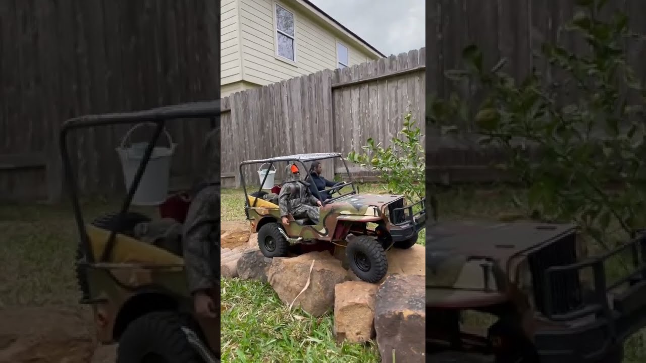 1/10 Redcat crawler to 1/6 Jeep willys crawler backyard course.