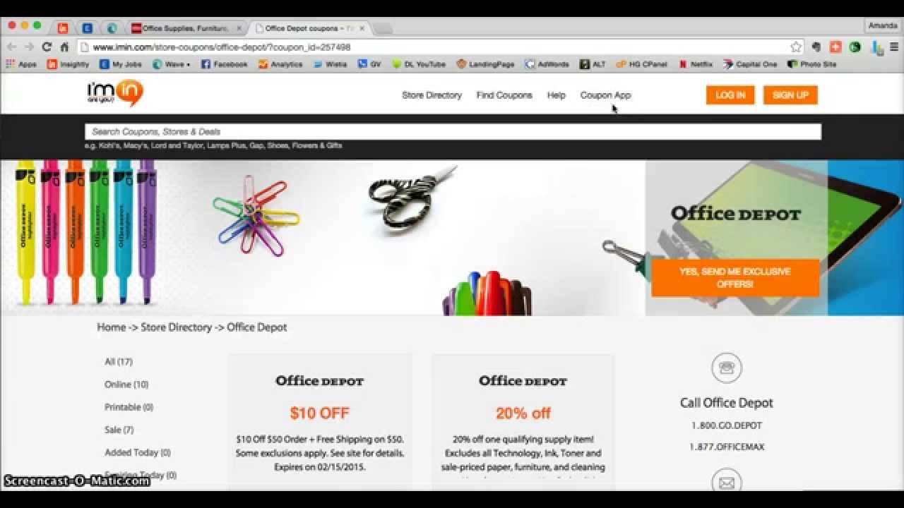 Office Depot Coupons verification by I’m in! YouTube