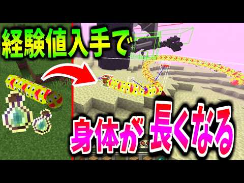 Defeating the Ender Dragon in a world where you grow longer as you gain XP!!!! - Minecraft【Minecr...