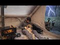 Heavy Rain Camping in the Forest ⛺🔥 Cozy Tent With My Dog Max #asmr