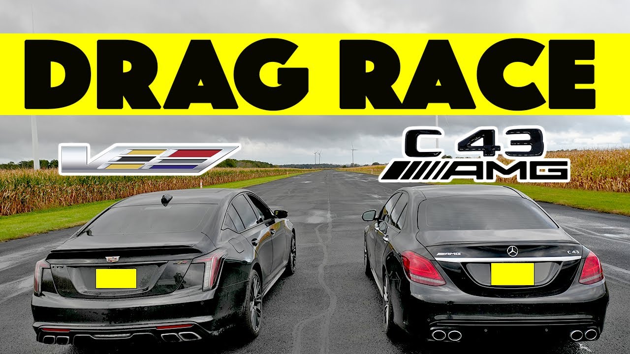 Mercedes Benz C43 AMG против Cadillac CT5 V, сюрприз следует. Гонка Drag-n-Roll.