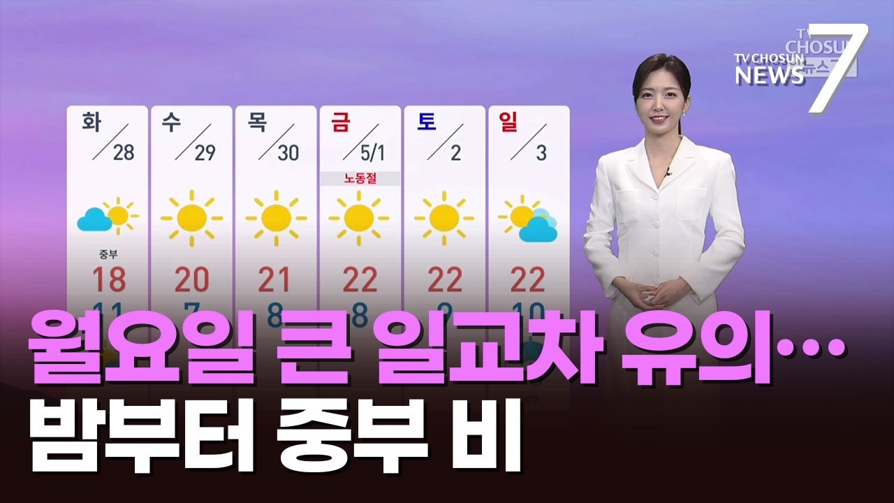 [날씨] 월요일 큰 일교차 유의…밤부터 중부 비 [뉴스7]