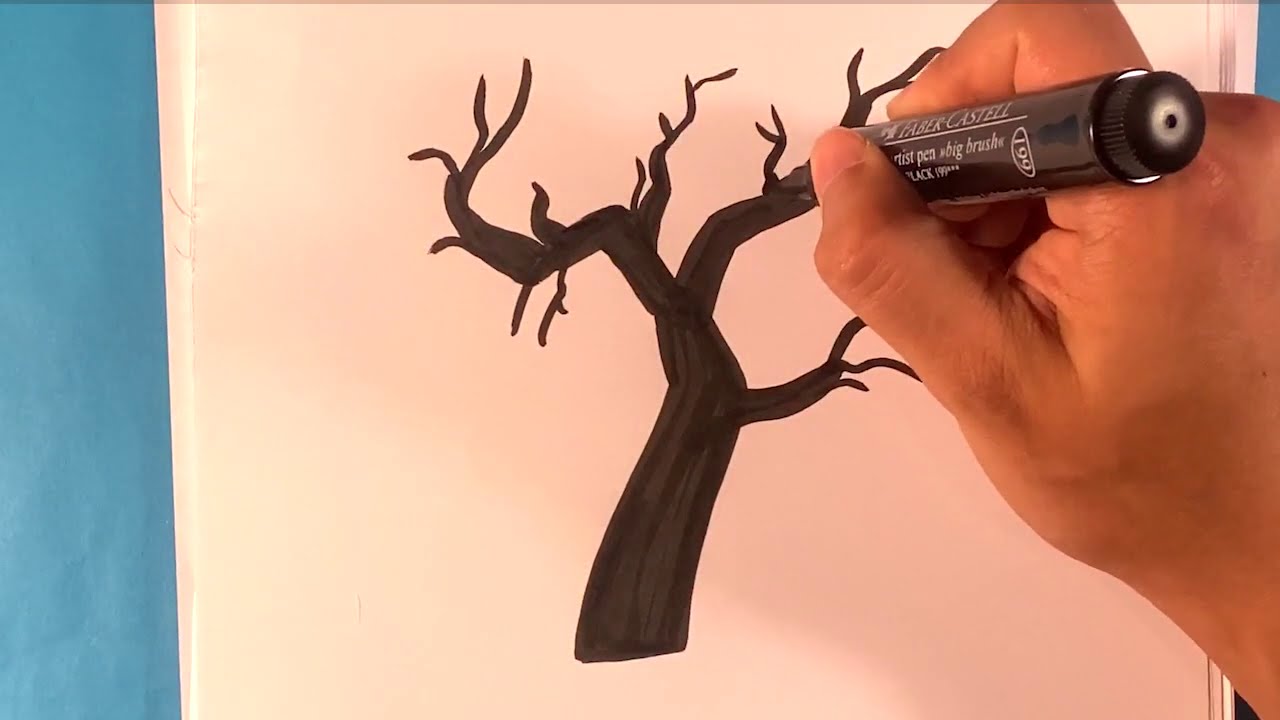 How To Draw Scary Tree Halloween Easy Pictures To Draw Youtube