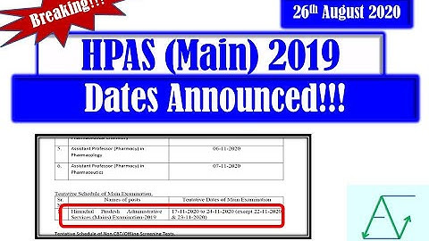 HPAS (Mains), 2019 Dates Announced!!! | HPPSC Notification 26.08.2020 | ExamNation