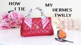 HOW TO TIE HERMES TWILLY on CHANEL COCO HANDLE MINI 